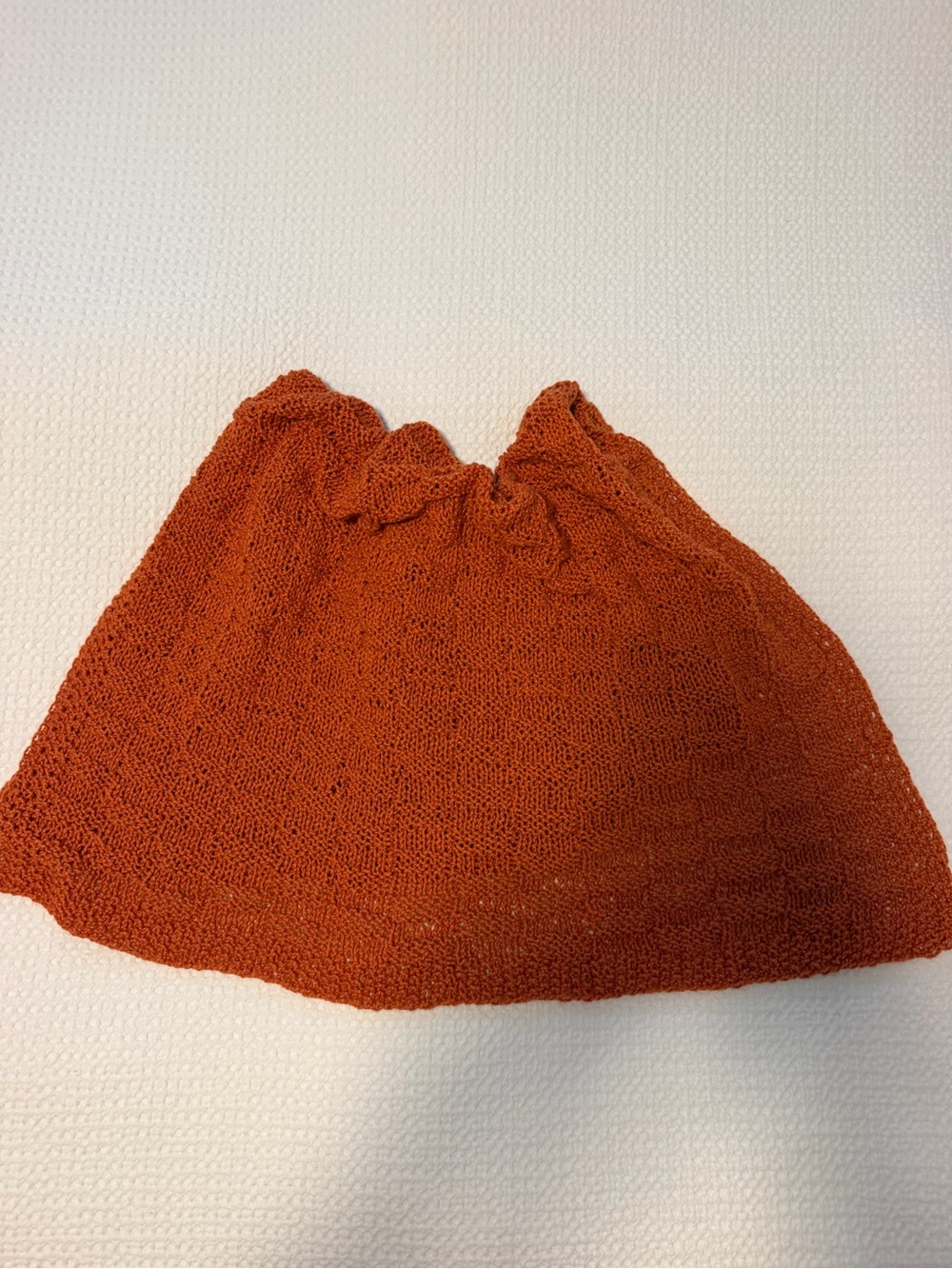 New Hand Knit Organic Cotton Baby Blanket in Rust Orange